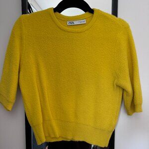 Bright yellow short sleeve sweater Zara